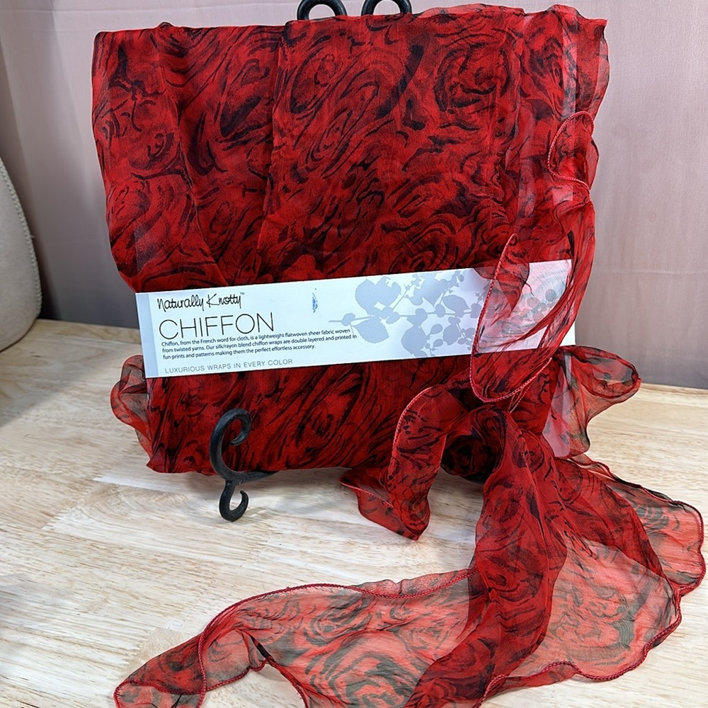 Naturally Knotty Silk Chiffon Roses Delicate Scarf